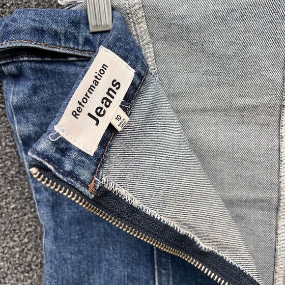 Reformation Marilyn Denim Blue Sleeveless Mini Dress Zip Up Size 10 - Picture 6 of 11